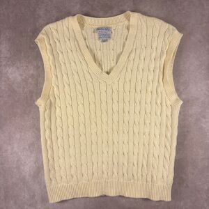 vintage 90s findochty made in usa cream color cable knit sweater vest